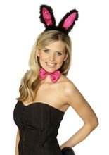Bunny Set Strass deluxe, schwarz-pink