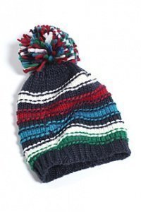 Bunt gestreifte Grobstrickmütze