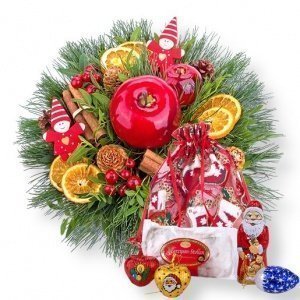 Bunter Teller und Weihnachts-Säckchen