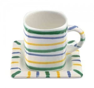 Buntgeflammt, Tasse mittel eckig mit Unt