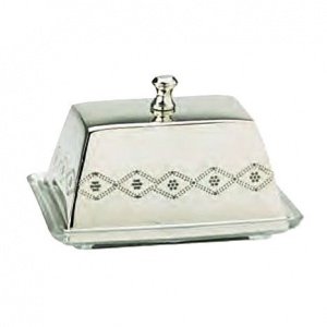 Butterdose, Glastablett mit silberfarben