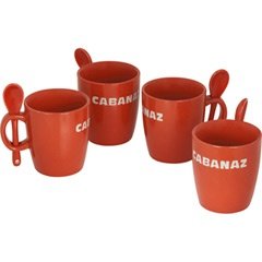 Cabanaz Tasse mit Löffel Rot (4er Set)