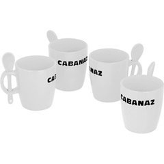 Cabanaz Tasse mit Löffel Weiß (4er Set)