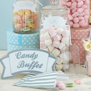 Candy Bar Kit Buffet, silber-weiß, 32 tl