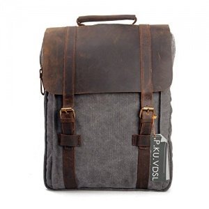 Canvas Rucksack, P.KU.VDSL 15" Laptoprucksack Vintage Canvas und Leder Schultasche Reisetasche Daypa