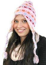 Cap with ear protection soft pink Hearts