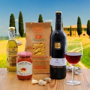 Casa Italia Geschenkset mit Pasta, Sugo, Öl und Wein aus Italien