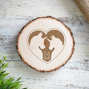 Baumscheibe Gravur Einhorn mit Herz