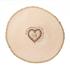 Baumscheibe mit Gravur zur Hochzeit