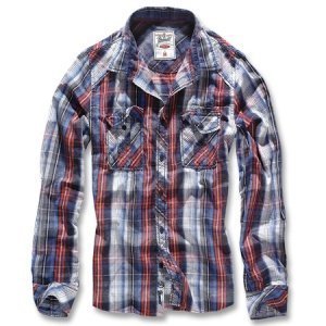 Central City Check Shirt navy weiss