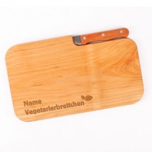 Cera & Toys Frühstücksbrettchen Set mit Messer - Gravur mit gewünschten Namen - Motiv: Vegetarier