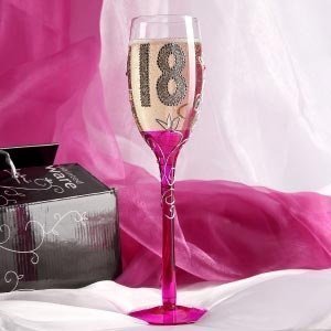 Champagner Glas mit farbigem Stiel zum 1