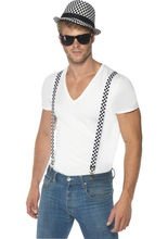 Checkerboard Set Hosenträger und Hut sch