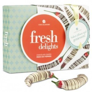 Chilis in weißer Schokolade