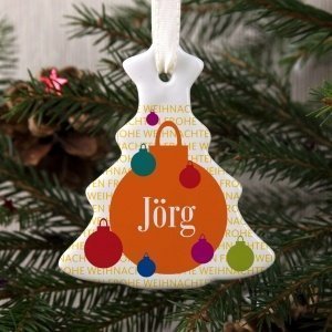 Christbaumanhänger Keramikbaum mit Kugel