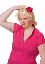 Cindy Comedian Perücke Locken mit Blume 