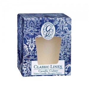 -Classic Linen- Candle Cube Votive, Gree