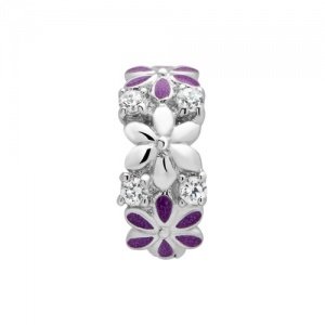 Clip Charm Silber "Blumen"