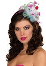 Clownfrau Karneval Mini-Hut weiss-bunt