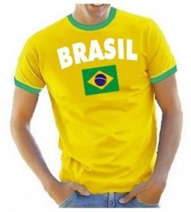 Coole-Fun-T-Shirts Herren T-Shirt Ringer, Gelb, M, 10888_Brasilien_HERI