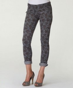 Cordhose, Röhre, geblümt