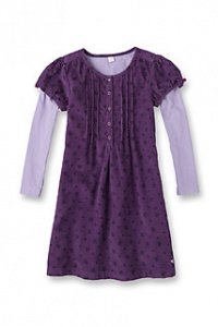 Cordkleid mit Print und Jersey-Ärmeln