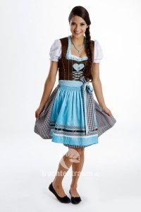 Country Line Dirndl Eva braun-türkis
