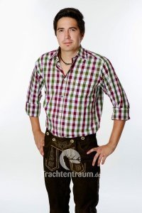 Country Line Trachtenhemd bordeaux/oliv