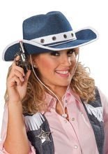 Cowboyhut Cowgirlhut Jeans denim-weiss