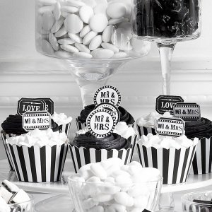 Cupcake-Deko Set Black & White, 36-tlg.