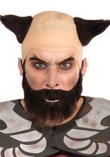 Dämon Glatze mit Hörnern und Bart schwar