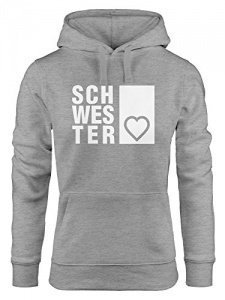 Damen Hoodie Schwesterherz, Sweatshirt mit Kapuze, Kapuzenpullover, Gechenk für die Schwester Moonw