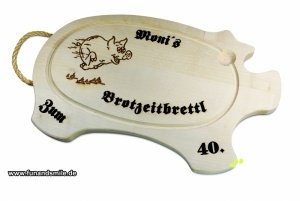 Das Brotzeitbrettl Sau mit Lasergravur