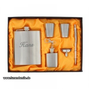 Das Flachmannset mit Gravu