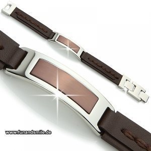 Das braune Lederamband  mit Edelstahl au