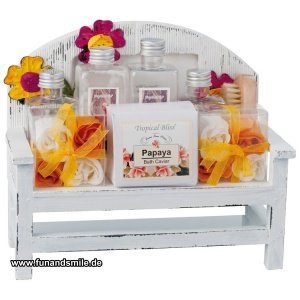 Das traumhafte Papaya Badeset mit Holzba