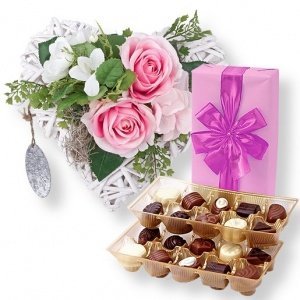 Deko-Herz Für Dich und Belgische Praline