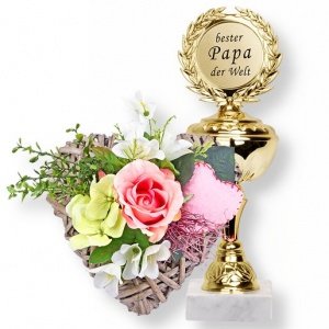 Deko-Herz Lovely + Pokal Bester Papa der