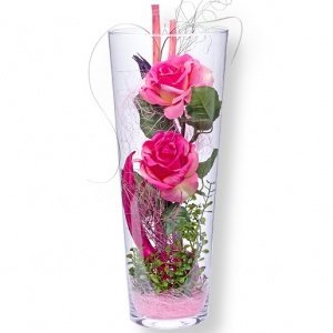 Deko-Vase Rosen rosa (40 cm)
