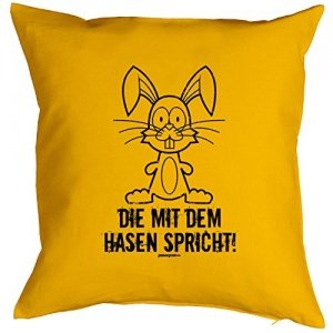 Deko für Ostern! Kissen mit Füllung fürs Osterfest - Die mit dem Hasen spricht! Lustiges Geschenk