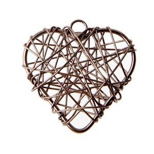 Dekoanhänger Drahtherz, braun, 6 St.