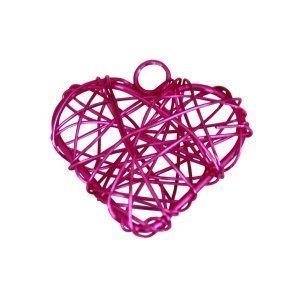 Dekoanhänger Drahtherz, fuchsia