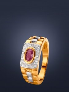 Dekorativer Herrenring mit Saphir oder R