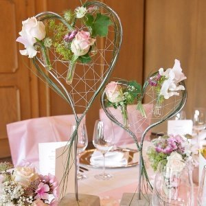 Dekoständer Blumenherz silber, klein