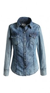 Denim-Bluse im Used-Look
