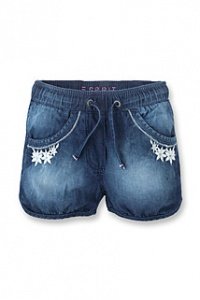 Denim-Shorts mit Stickerei
