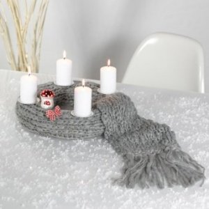 Der Liesl Adventskranz Grobstrick grau