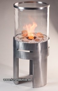 Der Tischkamin Vanessa poliert