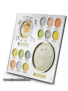 Der erste Jahr Bilderrahmen mit Handabdr