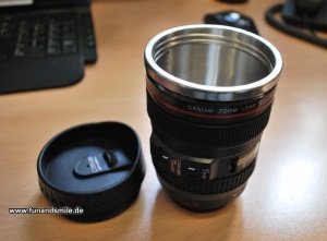 Der originelle Thermobecher als Kameraob